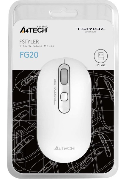 FG20 Nano Alıcı Kablosuz Optik 2000DPI Enerji Korumalı Kompakt Mouse - Beyaz fiyatları