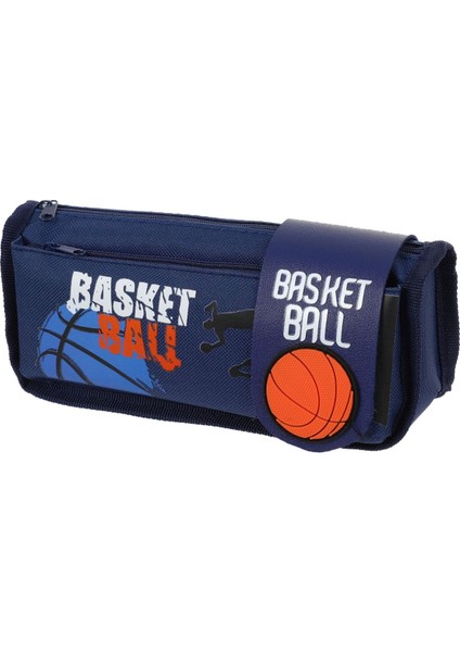 Çift Fermuarlı Basketbol Topu Cırtcırtlı Kalem Kutu