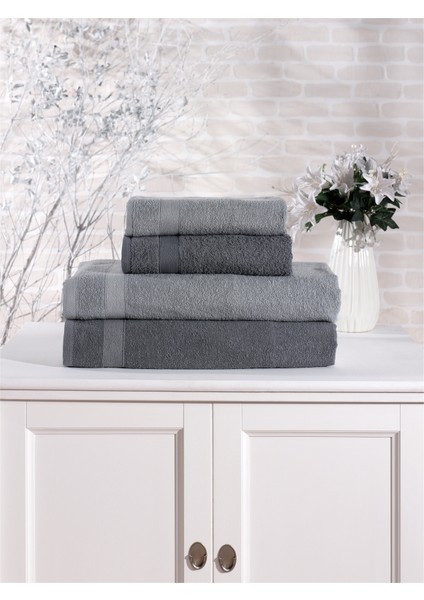 Pamuklu 4'lü Banyo Havlu Seti Hamam Takımı Seti Günlük Çeyizlik Banyo Havlusu