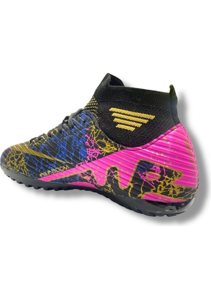 Çocuk Çoraplı Halısaha Ayakkabı Siyah Mor Gold Desenli fırsatları