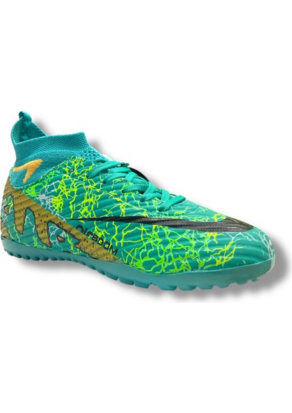 Çocuk Yeni Model Çoraplı Halısaha Ayakkabı Turkuaz Gold Desenli fiyatları