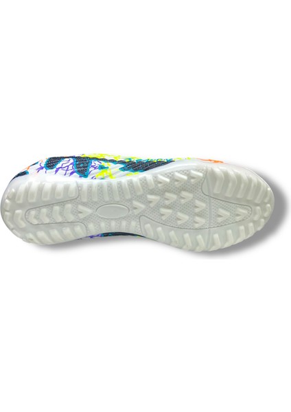 Çocuk Yeni Model Çoraplı Halısaha Ayakkabı Beyaz Siyah Turkuaz Desenli indirimleri