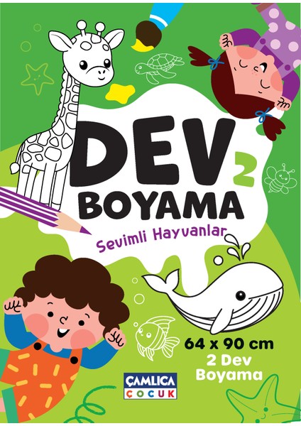 Çamlıca Çocuk Dev Boyama-2 (Sevimli Hayvanlar) ve Fatih Altılı Kuru Boya Kalemi