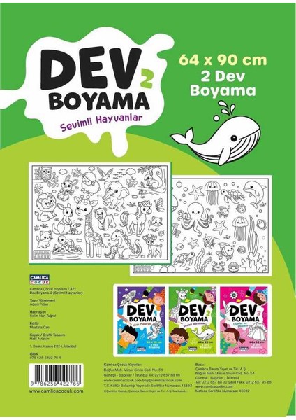 Çamlıca Çocuk Dev Boyama-2 (Sevimli Hayvanlar) ve Fatih Altılı Kuru Boya Kalemi fiyatları