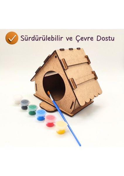 Ahşap Kuş Yuvası Boyama Seti – Boyanabilir Ahşap Kuş Evi Seti – Kendin Yap Montessori Aktivitesi – Çocuklar Için Demonte Dıy Hobi ve El Sanatı– Kendin Yap Aktivite, Fırça ve Boya Dahil fiyatları