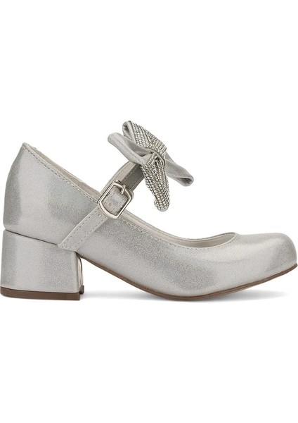 Roza Kız Çocuk Taşlı Tokalı Ortopedik Kaymaz Rahat Taban Topuklu Ayakkabı