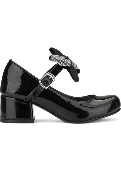 Roza Kız Çocuk Taşlı Tokalı Ortopedik Kaymaz Rahat Taban Topuklu Ayakkabı