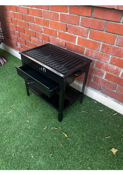 60CM Siyah Emaye Sehpalı Mangal Çekmeceli Mangal modelleri