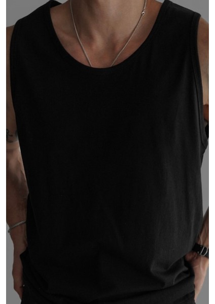 Erkek Siyah Regular %100 Pamuk Atlet T-Shirt fiyatları