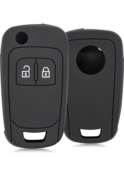 Astra J Insignia 2 Buton Sustalı Silikon Anahtar Kılıfı - Siyah