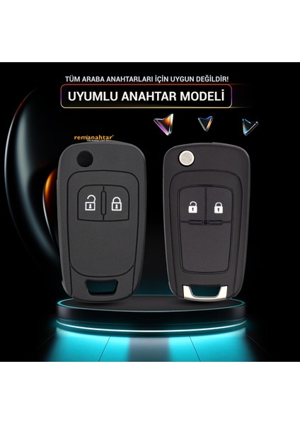 Astra J Insignia 2 Buton Sustalı Silikon Anahtar Kılıfı - Siyah modelleri