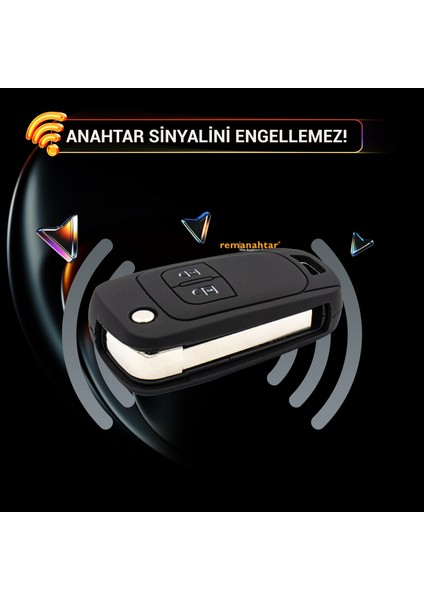 Astra J Insignia 2 Buton Sustalı Silikon Anahtar Kılıfı - Siyah fırsatları