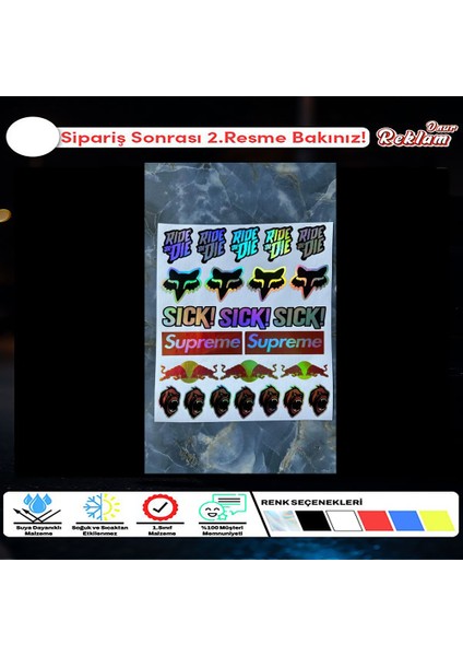 Markalar Hologram Marka Bisiklet Sticker Seti, Karışık Sticker Seti