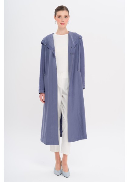 Kapüşonlu Çıt Çıt Detaylı Astarsız Kap Indigo 6749 fırsatları