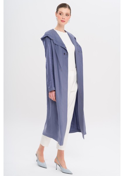 Kapüşonlu Çıt Çıt Detaylı Astarsız Kap Indigo 6749 indirimleri