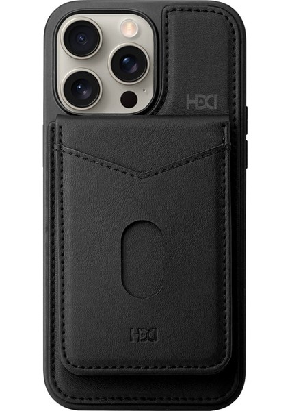 HBC-246 Ottawa Magnet iPhone 15 Pro Max Magsafe Kartvizitlikli ve Standlı Deri Kılıf – Siyah