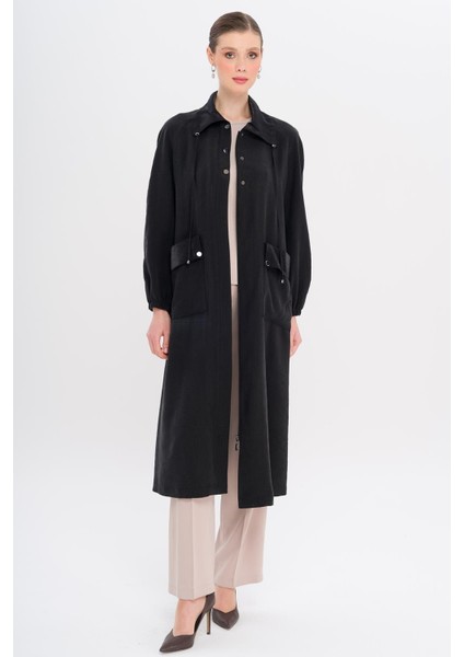 Gömlek Yaka Torba Cepli Astarsız Modal Kap Siyah 6736 fırsatları