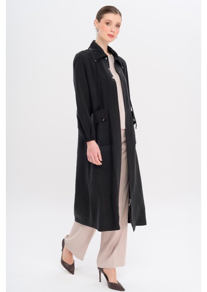 Gömlek Yaka Torba Cepli Astarsız Modal Kap Siyah 6736 indirimleri