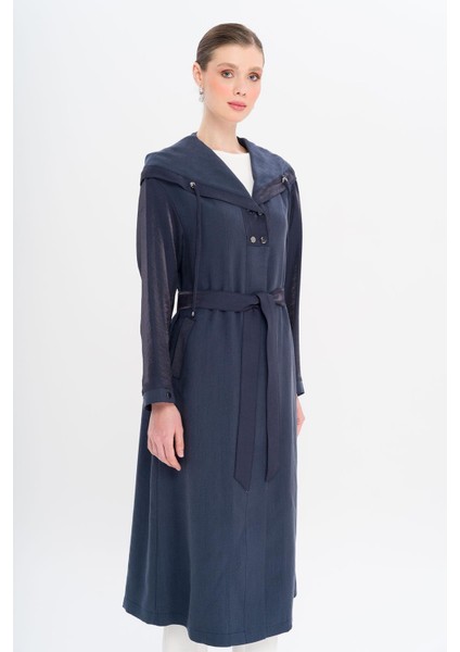 Kapüşonlu Çıt Çıt Detaylı Astarsız Kap Lacivert 6749 fiyatları