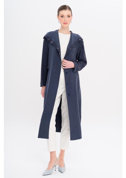 Kapüşonlu Çıt Çıt Detaylı Astarsız Kap Lacivert 6749 modelleri