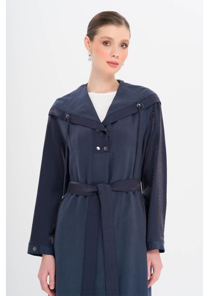 Kapüşonlu Çıt Çıt Detaylı Astarsız Kap Lacivert 6749 indirimleri