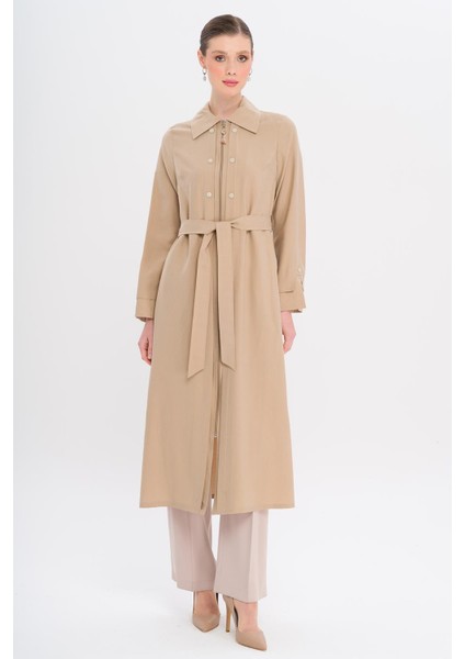 Fermuar Kapamalı Dikiş Detaylı Astarsız Modal Kap Bej 6721