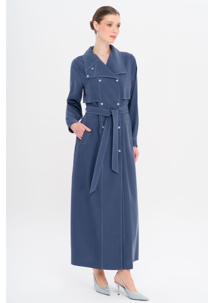 Mendil Yaka Pelerin ve Çıt Çıt Detaylı Astarsız Modal Kap Indigo 6729 fiyatları