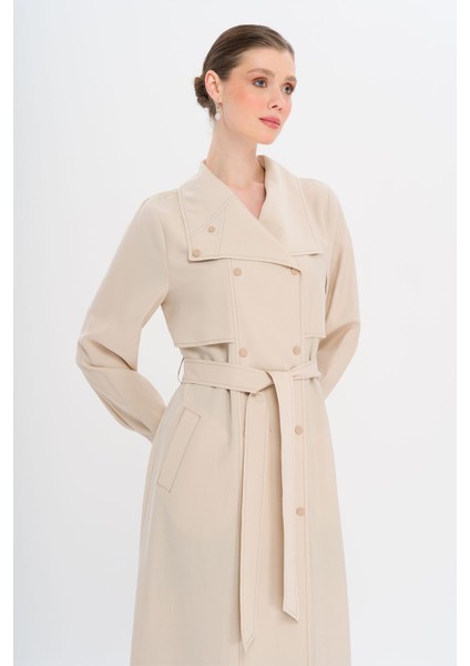 Mendil Yaka Pelerin ve Çıt Çıt Detaylı Astarsız Modal Kap Taş 6729 modelleri