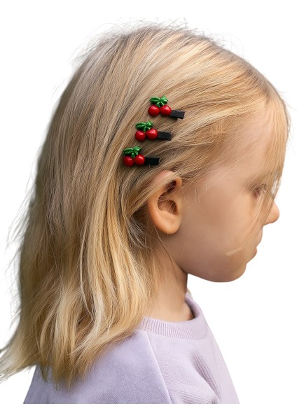 Kirazlı Kız Çocuk Toka 3lü modelleri