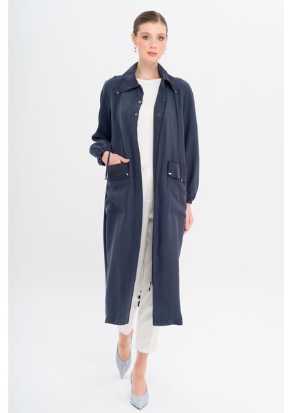 Gömlek Yaka Torba Cepli Astarsız Modal Kap Lacivert 6736 modelleri