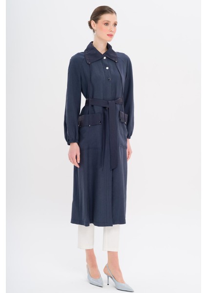 Gömlek Yaka Torba Cepli Astarsız Modal Kap Lacivert 6736 indirimleri