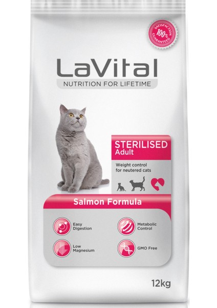 Lavital Sterilised Somonlu Kısırlaştırılmış Kedi Maması 12 kg