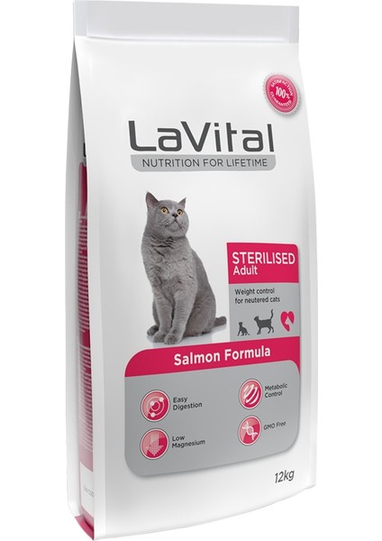 Lavital Sterilised Somonlu 12 kg Kısır Kedi Maması Salmon Sterilised Cat Food
