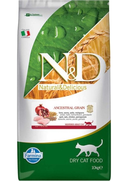 N&d Düşük Tahıllı Tavuklu ve Narlı Kısırlaştırılmış Kedi Maması 10KG