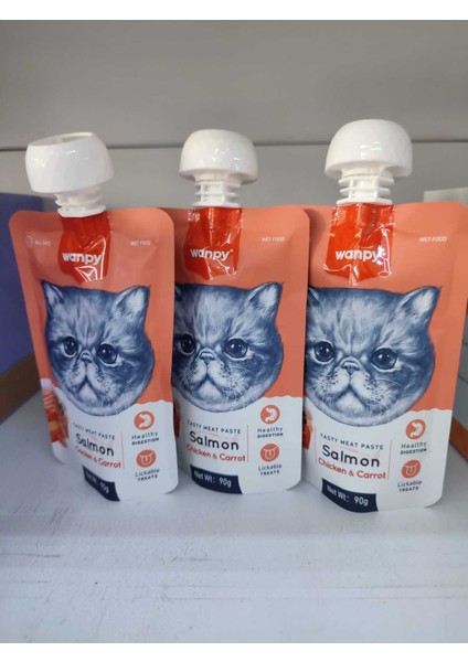 Taze Somonlu & Tavuklu Kedi Et Ezmesi 90 gr (3 x 90 gr )