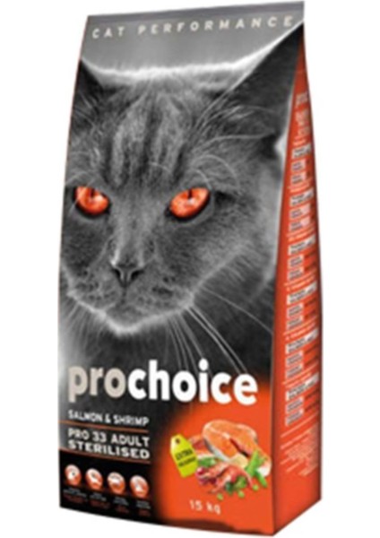 Prochoice 33 Kısırlaştırılmış Somon Karidesli Yetişkin Kedi Maması 2 kg