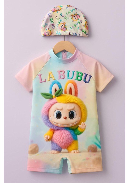 Kız Çocuk Karakter Desenli Uw Korumalı Tulum Mayo Gizli Fermuarlı Boneli 2 Parça