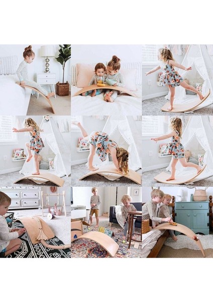 Denge Tahtası Balance Board Doğal Ahşap Oyuncak - Yoga ve Pilates