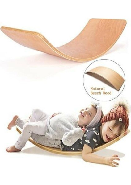 Denge Tahtası Balance Board Doğal Ahşap Oyuncak - Yoga ve Pilates