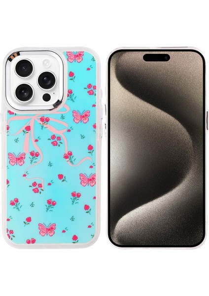 iPhone Uyumlu 15 Pro Kılıf Airbag Tasarımlı Zore Hadra Kapak-Kelebek