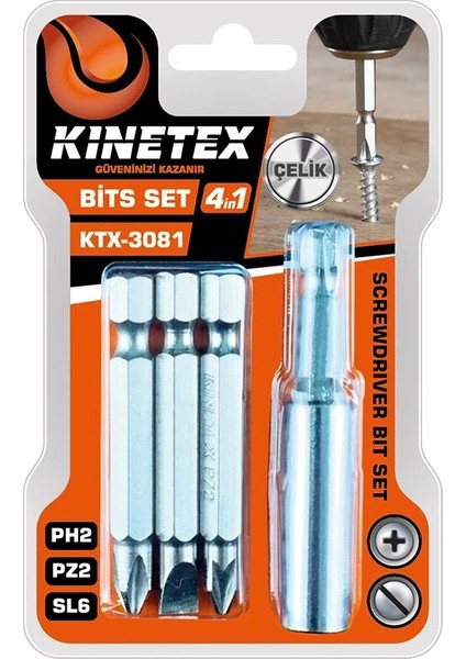 4pcs - Ph2-Pz2-Sl6 Bits Uç Set (5047)