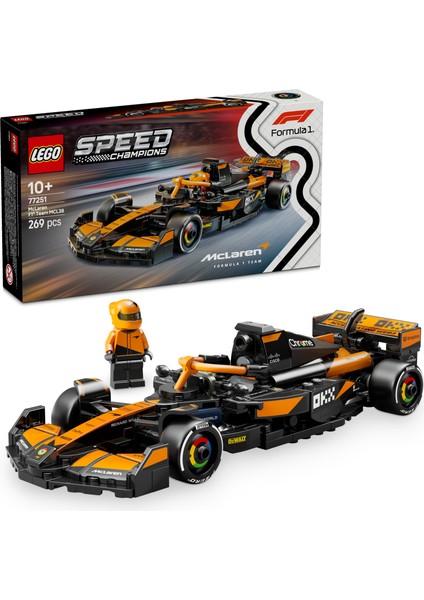 ® Speed Champions McLaren F1® Team MCL38 Yarış Arabası 77251 - 10 Yaş & Üzeri Çocuklar için Oyuncak Model Yapım Seti (269 P)