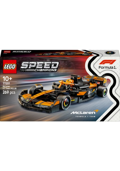 ® Speed Champions McLaren F1® Team MCL38 Yarış Arabası 77251 - 10 Yaş & Üzeri Çocuklar için Oyuncak Model Yapım Seti (269 P) modelleri