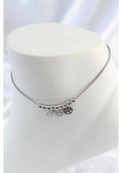 316L Çelik Gümüş Renk Yaşam Ağacı Model Kadın Halhal