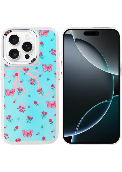 iPhone Uyumlu 16 Pro Kılıf Airbag Tasarımlı Zore Hadra Kapak-Kelebek