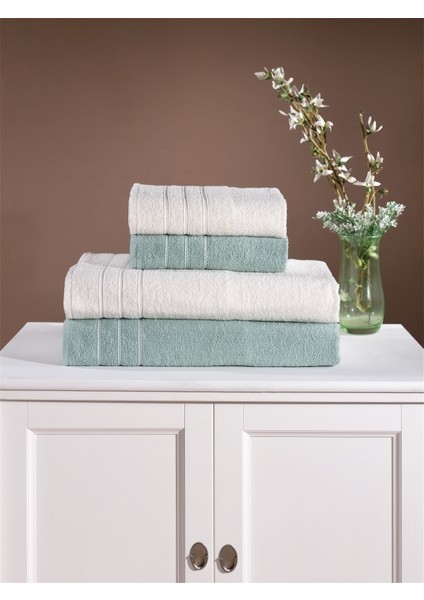 Pamuklu4'lü Banyo Havlu Seti Hamam Takımı Seti Günlük Çeyizlik Banyo Havlusu