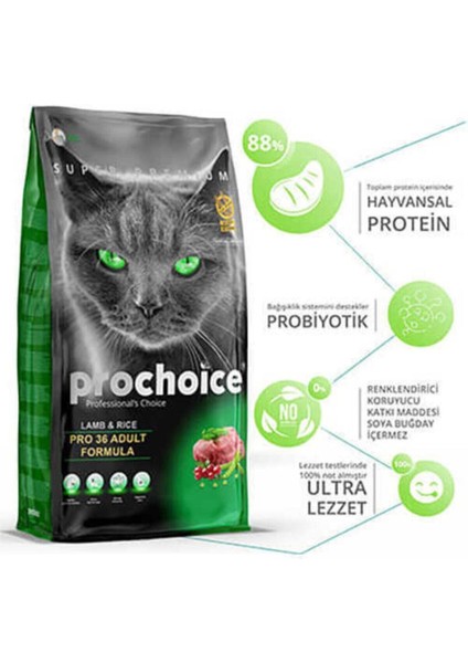 Prochoice 36 Kuzu Etli Yetişkin Kedi Maması 2 kg