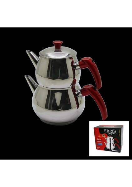 Orta Boy Küre Çelik Çaydanlık Seti Üst: 1lt - Alt: 1.60LT (5047)