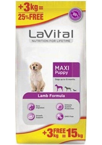 Kuzu Etli Büyük Irk Yavru Köpek Maması 12 + 3 kg