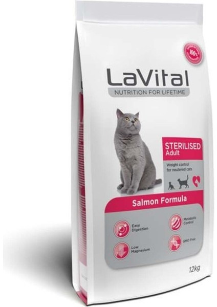 Lavital Sterilised Somonlu Kısırlaştırılmış Kedi Maması 12 kg